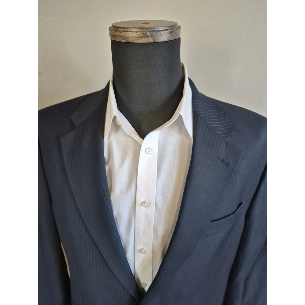 Lauren Ralph Lauren Mens Wool Sports Coat 42R Navy Pinstripe 2 Button Blazer